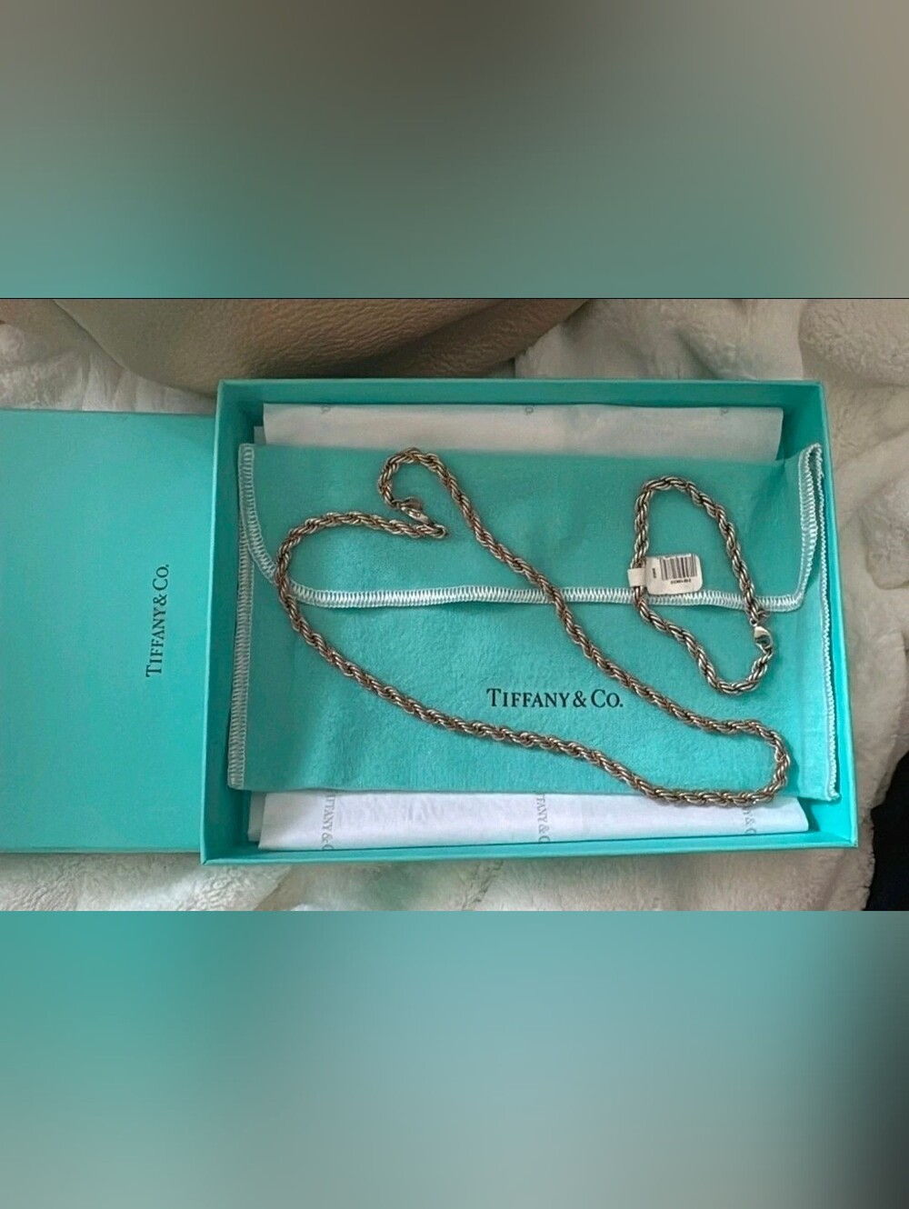 Tiffany & Co. Rope Chain Necklace and Bracelet, Sterling Silver with 18K Gold Ac